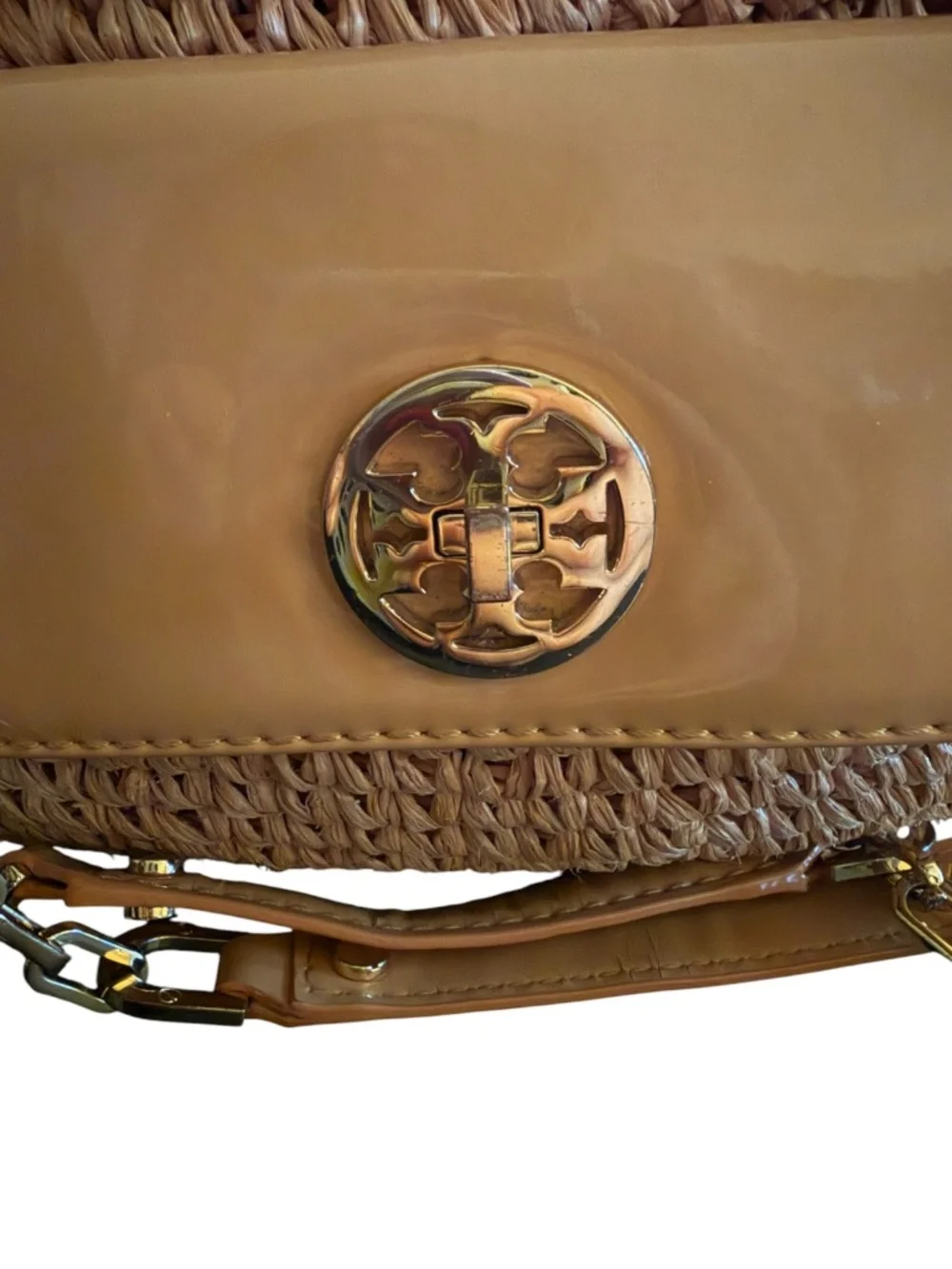 Tory Burch Straw Turnlock Mini Crossbody Bag with Tags